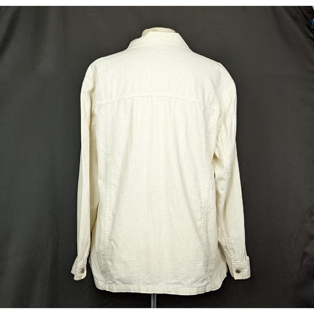 Vintage 90s Jacket Cream Linen Blend Button Front Women's Size M - Picture 4 of 7